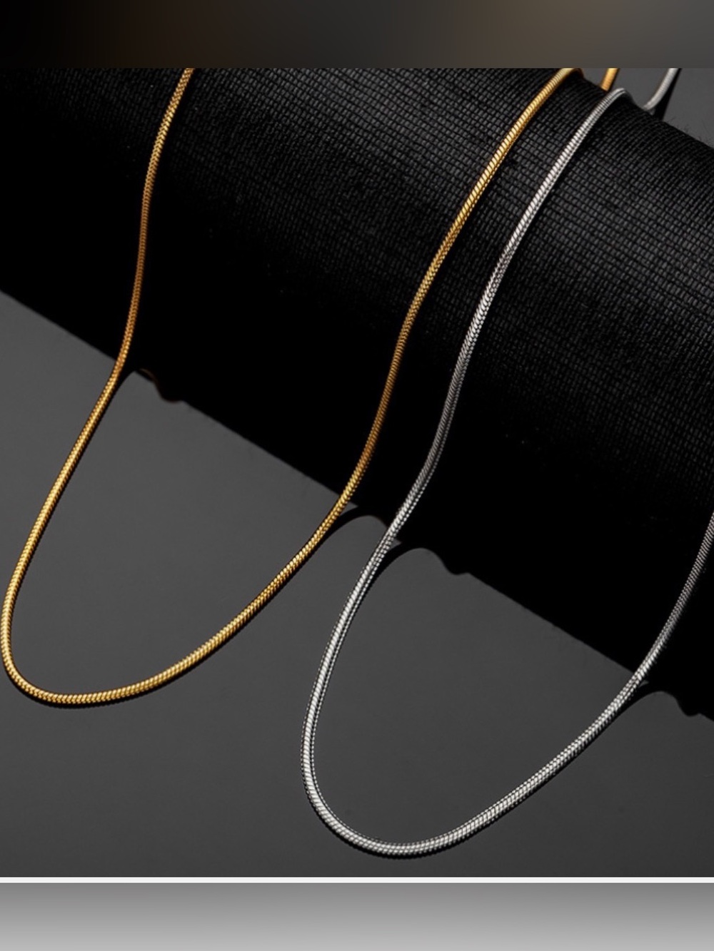 Titanium Stainless Steel 1mm Round Snake Silver Gold Chain Necklace 16-18" AG